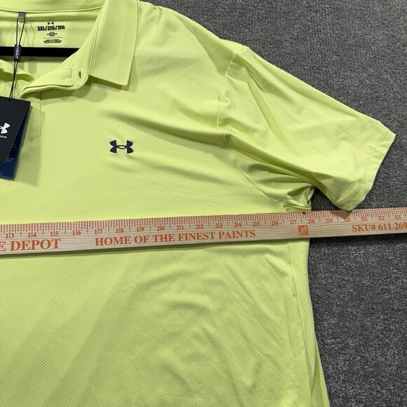 Under Armour Drive Chill Polo 3XL Avocado Yellow Iso-Chill UPF 50+ Loose Golf - Picture 10 of 11